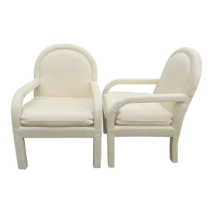Vintage Milo Baughman Parsons Style Round Back Armchairs - a Pair