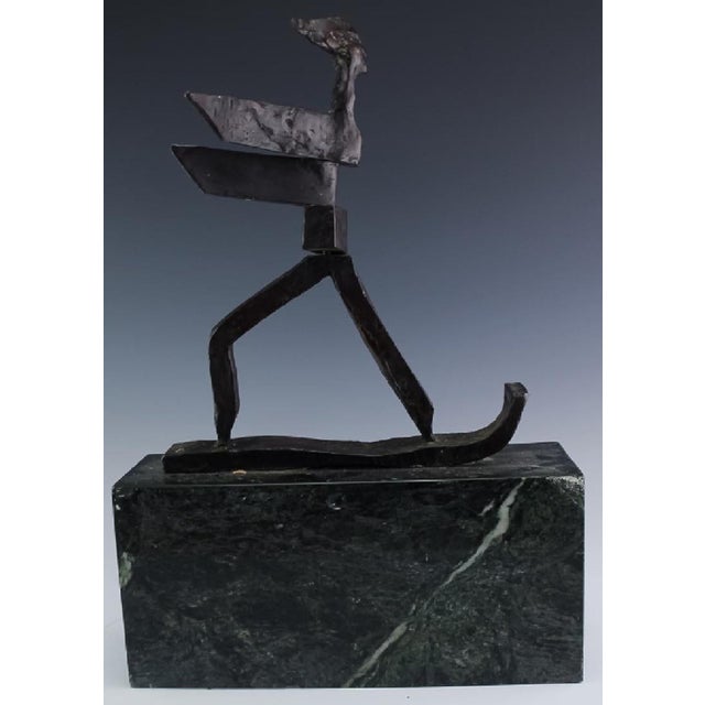 J. James Akston, Kinetic Bronze Expressionist Sculpture Skier or Surfer Modernist Sporting Figure, c.1960's For Sale - Image 4 of 6