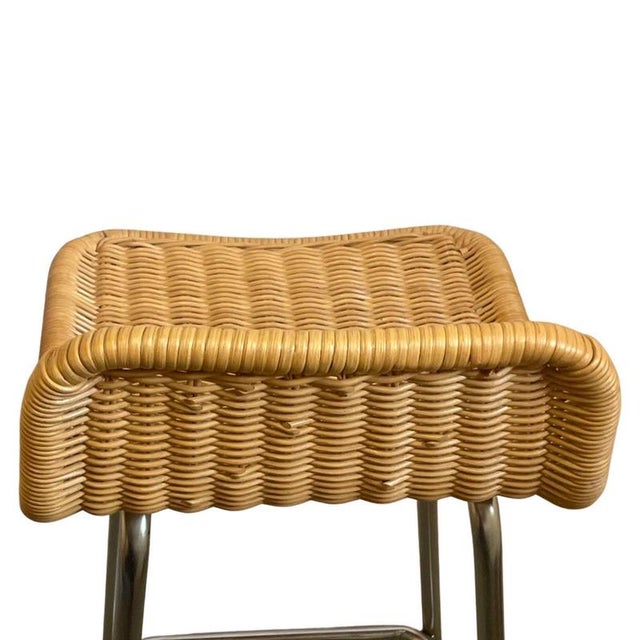 Bar Stool with Wicker Seat by Dirk van Sliedrecht for Rohe Noordwolde For Sale - Image 5 of 10