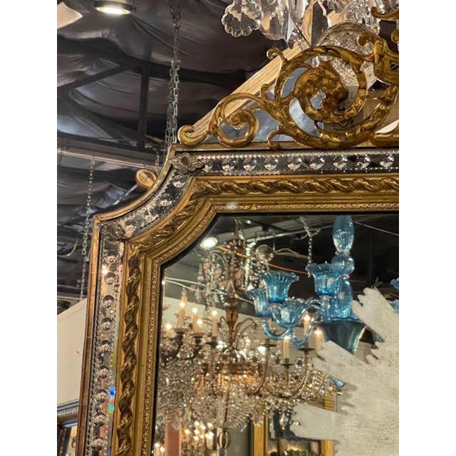 French 19th C. French Louis XVI Giltwood and Etched Mirror For Sale - Image 3 of 8