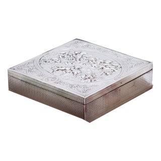 Silver Jewelry Box with Cherebins and Floral Motifs For Sale