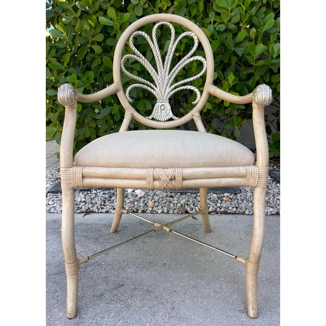 Ferguson Copeland Ferguson Copeland Coastal Palm Beach Faux Bamboo Dining Armchairs - Set of 6 For Sale - Image 4 of 13