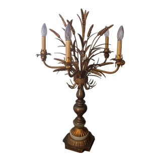 Antique Gold Gild Wheat Style Table Lamp For Sale