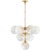 AERIN for Visual Comfort Signature Cristol Tiered Chandelier in Hand-Rubbed Antique Brass with White Strie Glass For Sale