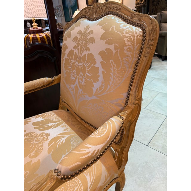 Pair of French Louis XV Style Bergères Attributed to Maison Jansen For Sale - Image 12 of 12