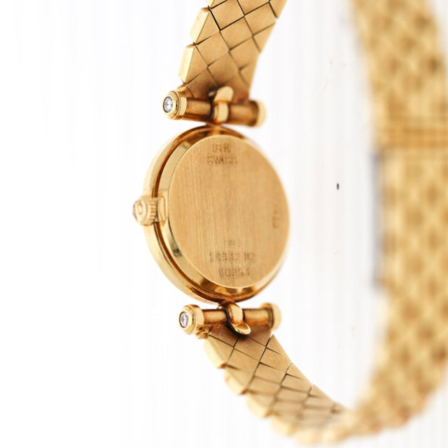 Metal Mid 20th Century Van Cleef & Arpels Paris Classique 18k Gold Diamond Bezel Ladies Watch For Sale - Image 7 of 8