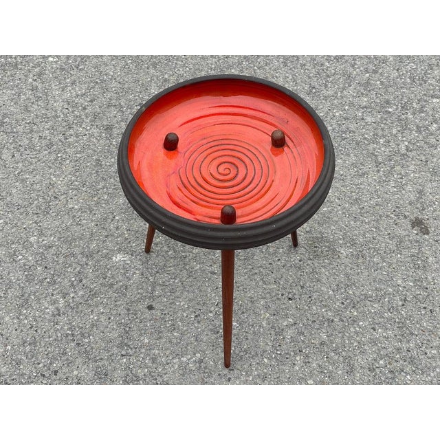 Ceramic Mid-Century Modern Ceramic Flower Table with Teak Legs, 1963 For Sale - Image 7 of 10