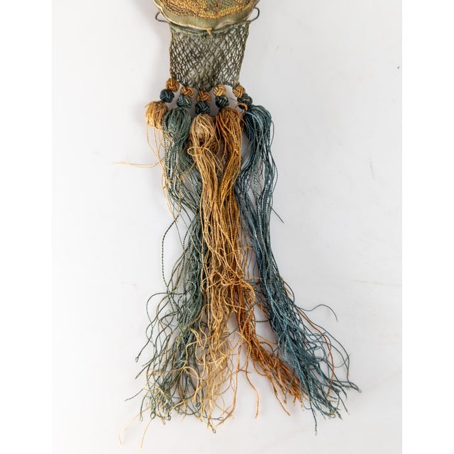 Green 19th Century Chinese Silk Embroidered Forbidden Stitch Robe or Hair Embellishment For Sale - Image 8 of 13