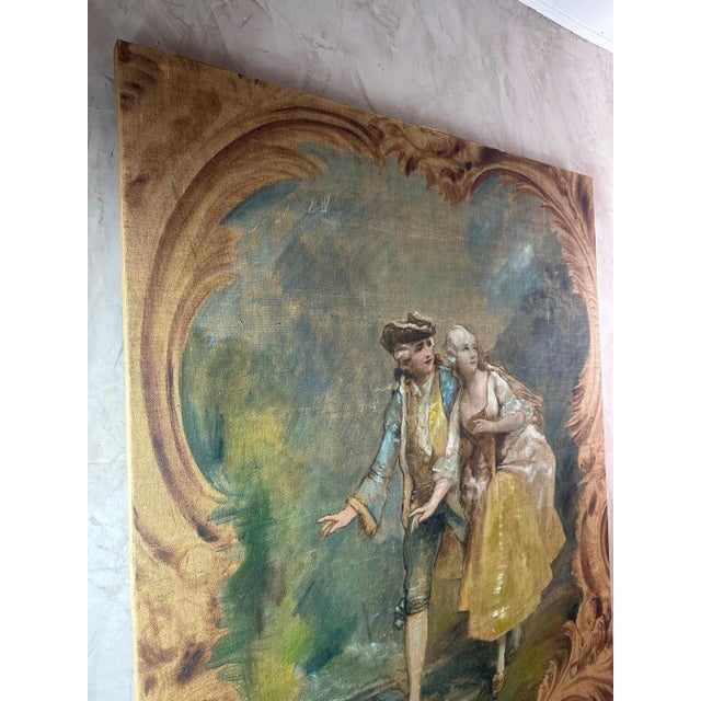 Théodore Levigne, Gallant Scene, 1890s, Oil on Canvas For Sale - Image 9 of 12