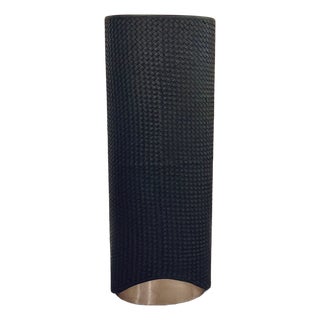 Studio a Home Modern Woven Gray Leather Oval Milan Pedestal For Sale