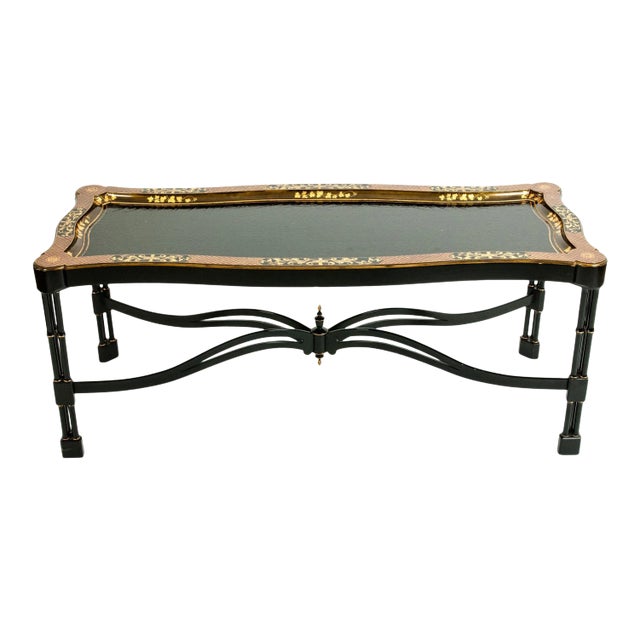 Vintage Gilt Lacquered Regency Style Coffee Table For Sale