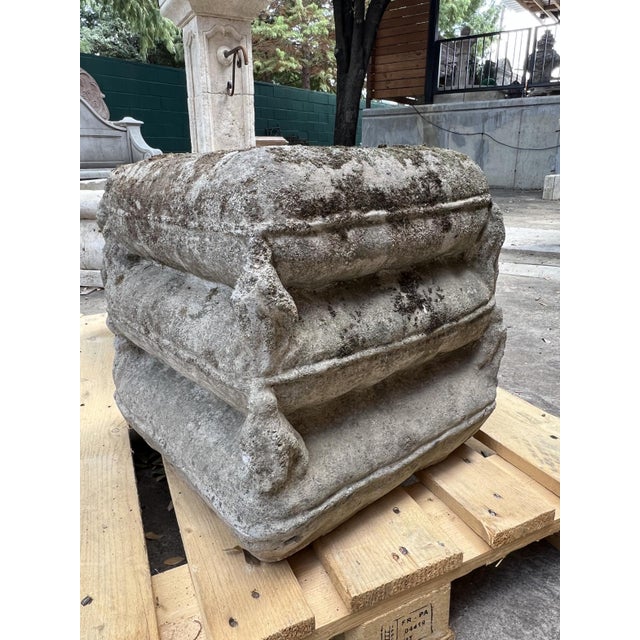 Pair of 1970s Cement Garden Pillow Stack Seats From France For Sale - Image 11 of 11