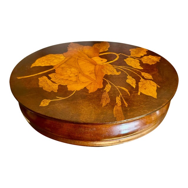 Wood Inlaid Oval Box For Sale