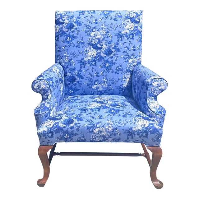 Rose Tarlow Melrose House Chippendale Mahogany Love Chair With Ralph Lauren Chintz Fabirc For Sale