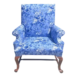 Rose Tarlow Melrose House Chippendale Mahogany Love Chair With Ralph Lauren Chintz Fabirc