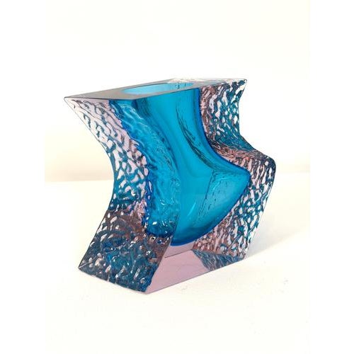 Glass Murano Glass Sculptural Vase in Light Blue and Purple from Alessandro Mandruzzato, 1960s For Sale - Image 7 of 12