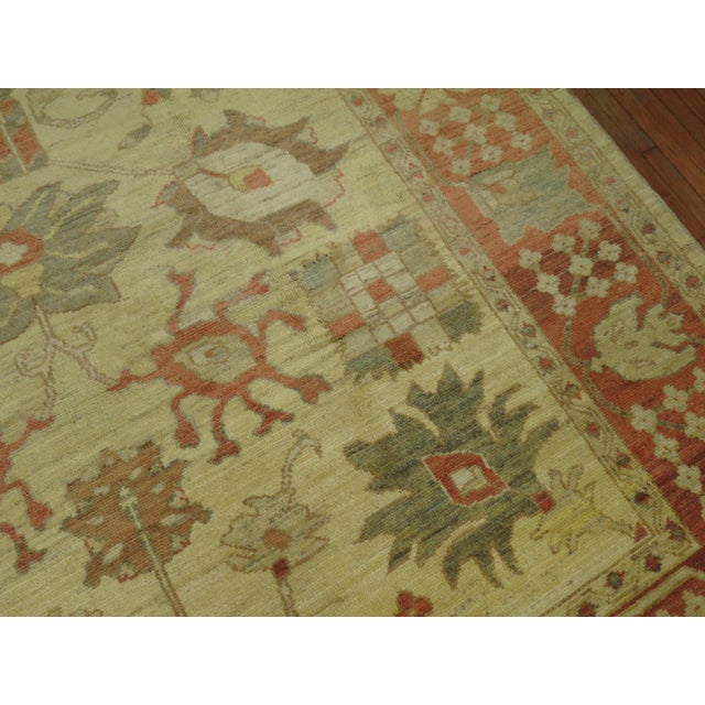 Vintage Zabihi Collection Inspired Turkish Oushak - 9'10" x 11'9" For Sale - Image 4 of 12