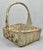 Hand Woven Vintage White Wicker Handled Basket With Hand Painted Roses & Leaves For Sale - Image 4 of 8