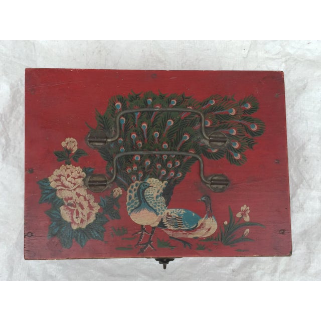 Asian Hand-Painted Vintage Keepsake Box For Sale - Image 4 of 8