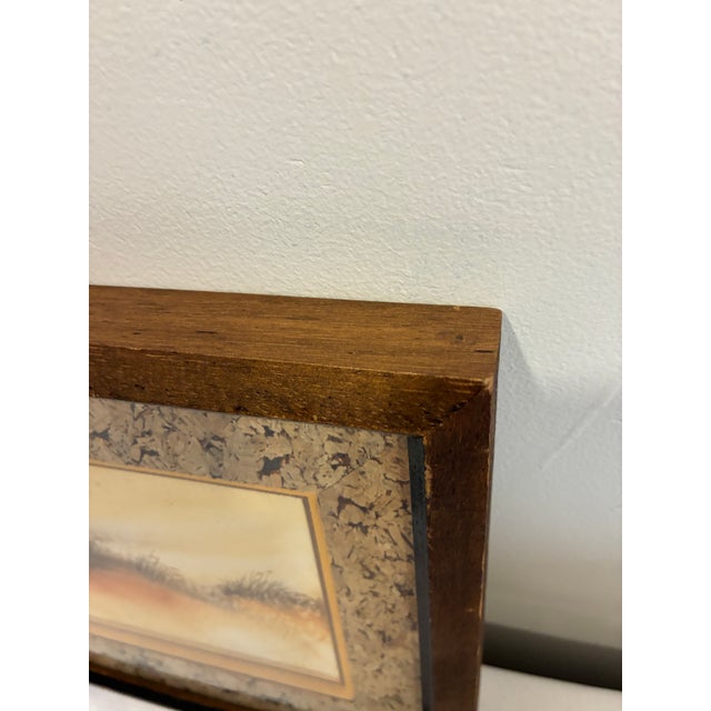 Brown Vintage Framed Coastal Landscape Artwork With Cork Mat For Sale - Image 8 of 8