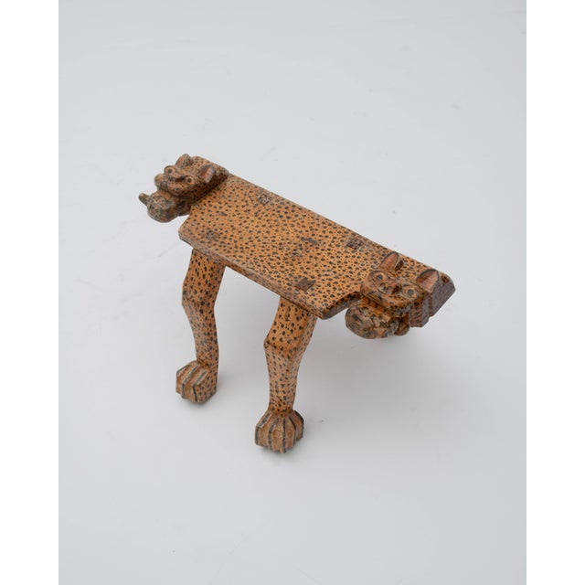 Mid-Century Carved Wooden Jaguar Stool, 1960s For Sale - Image 4 of 7