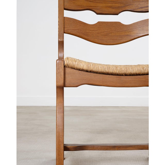 Set of Six French Brutalist Razor Blade Oak Rush Dining Chairs For Sale - Image 11 of 18