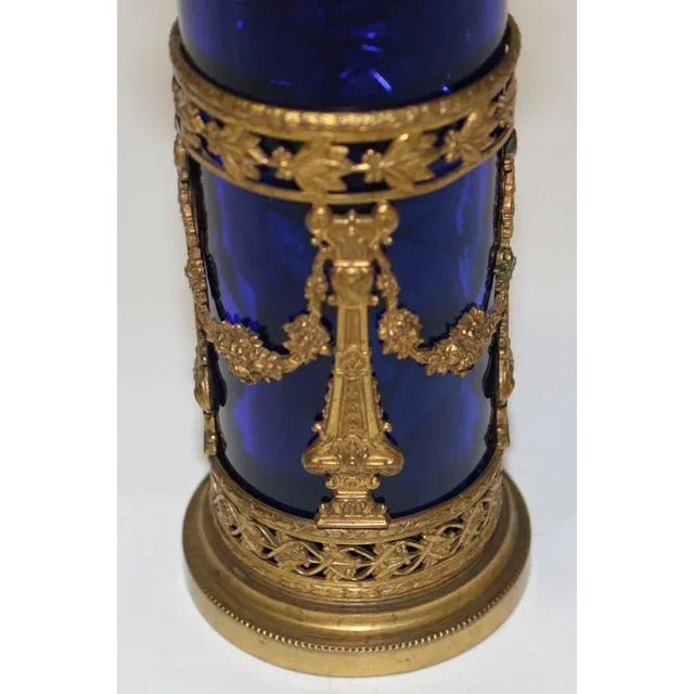 This beautiful French mid-19th century Bohemian crystal with gilt ormolu bronze frame has incredible detail to both the...