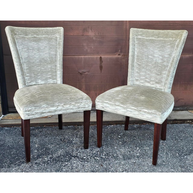 Set of Four Hickory Chair Made-to-Order Waved Velvet Upholstered Dining Chairs For Sale - Image 10 of 11