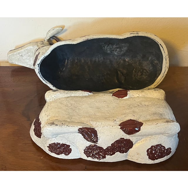 Antique Chinese Paint Decorated Metal Spotted Cow Box For Sale - Image 12 of 12
