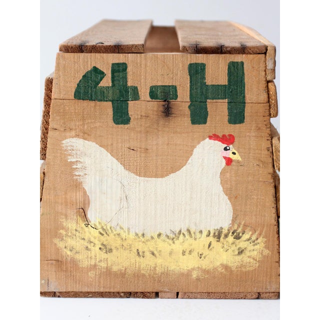 Wood Vintage Handmade 4-H Chicken Carrier Crate For Sale - Image 7 of 12