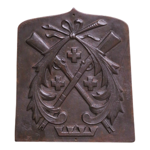 19th Century French Cast Iron Heraldic Wall Hanging Shield Plaque