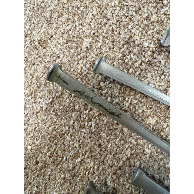 Copper Ron Schmidt Signed Brutalist Mid Century Modern Wall Hanging Nail Sculpture For Sale - Image 8 of 8