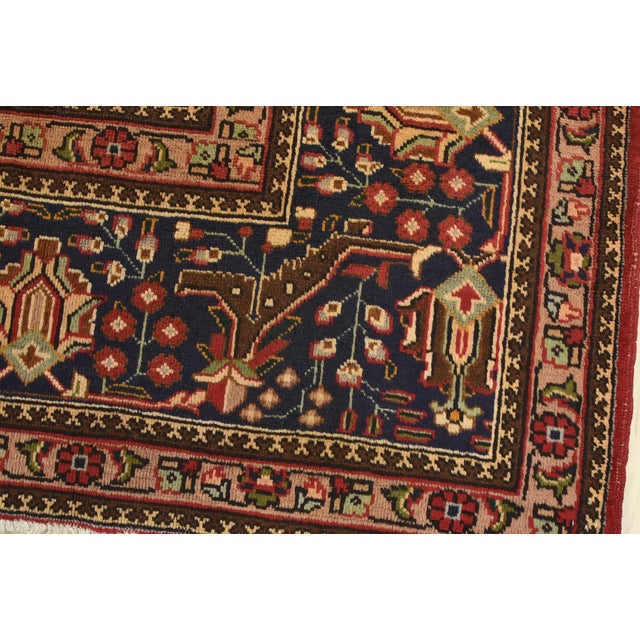 Tabriz Rug 10’2” X 12’6” Red Wool Vintage Traditional Hand-Knotted Carpet For Sale - Image 4 of 15