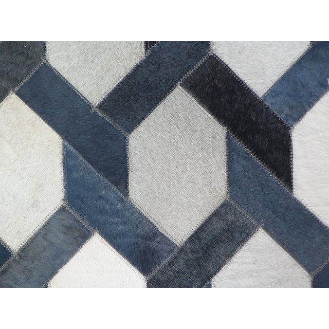 Contemporary Montgomery Silver/Blue/Multi Patchwork Leather Area Rug - 9'6"x13'6" For Sale - Image 3 of 10