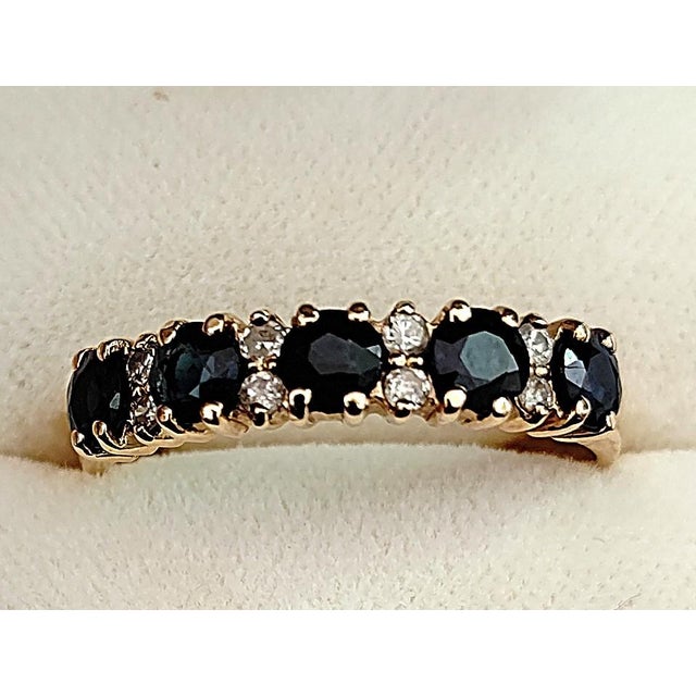 Metal 18k Gold Garter Ring with 5 Sapphires and 8 Diamonds, 1970s For Sale - Image 7 of 7