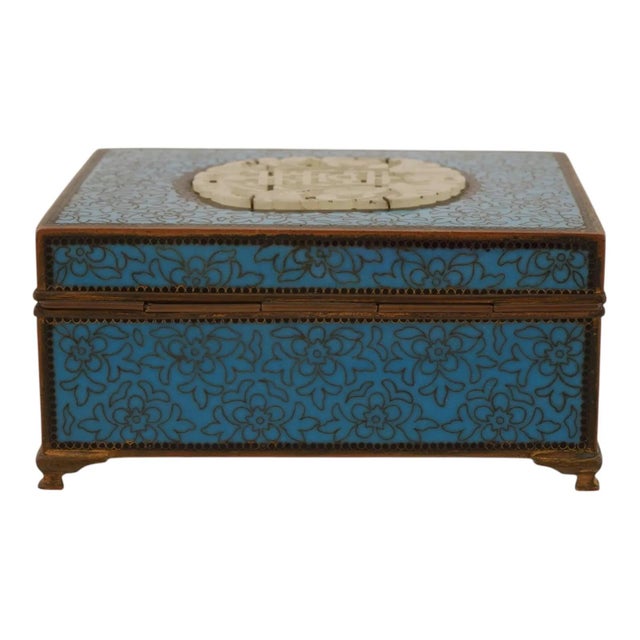 Inaba Japanese Cloisonne and Jade Box Yamanaka and Co For Sale - Image 9 of 11