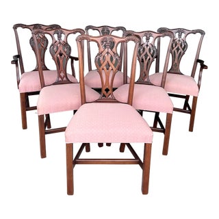 Vintage Ethan Allen Carved Chippendale Dining Chairs - Set of 6 For Sale