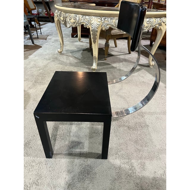 Black Wood Chrome Back Accent Chair For Sale - Image 4 of 7