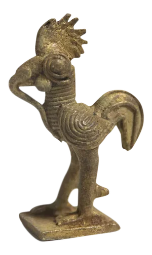 Vintage Dark Rooster Bronze Gold Weight