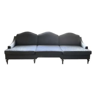 Mid Century Sofa in a Damask Faux Crocodile Pattern For Sale
