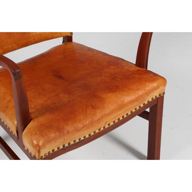 Polexim Armchair in Patinated Nature Leather by Kaare Klint, 1940s For Sale - Image 6 of 11