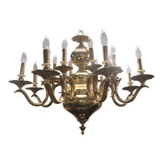 Vintage Designer Contemporary Brass Chandelier 16 Lite For Sale