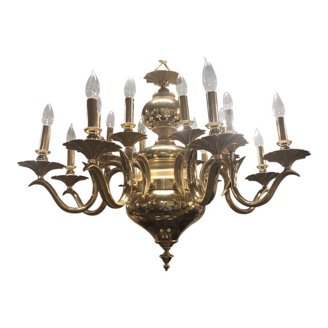 Vintage Designer Contemporary Brass Chandelier 16 Lite For Sale