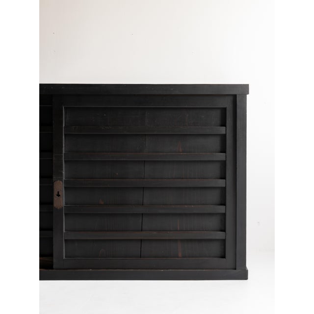 Japanese Antique Large Black Tansu 1860s-1900s / Sideboard Wabisabi For Sale - Image 9 of 18