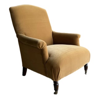 Alma Upholstered Accent Chair in Faux Mohair Velvet For Sale