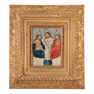 Conception Avila, the Holy Trinity, Oil on Tin, 19th Century For Sale
