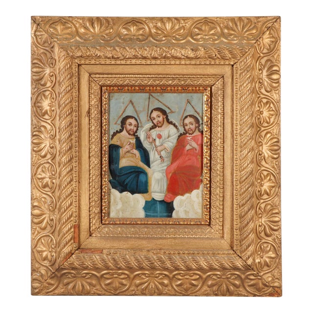 Conception Avila, the Holy Trinity, Oil on Tin, 19th Century For Sale