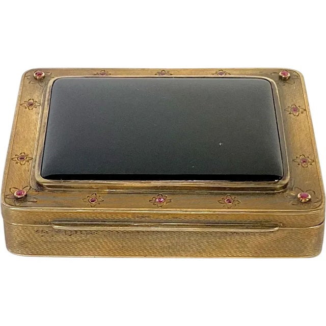 German Emil Brenk Gilt Sterling Silver, Onyx and Gemstone Cosmetic Case For Sale - Image 17 of 18