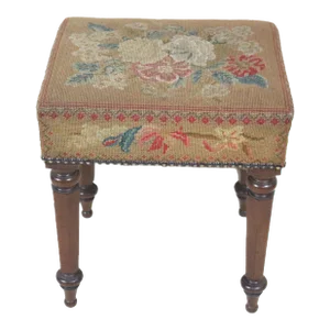 19th Century English Needlepoint Stool