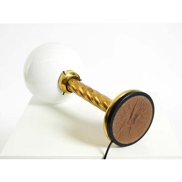 Large Column-Style Table Lamp in Brass with Frosted Glass Globe, 1960s For Sale - Image 11 of 18